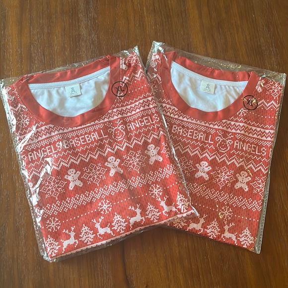 Angels Baseball Ugly Christmas Sweater T-Shirt NIB - Picture 2 of 4
